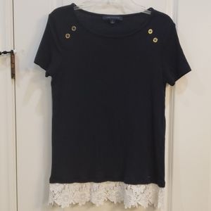 Navy blue too with white lace trim